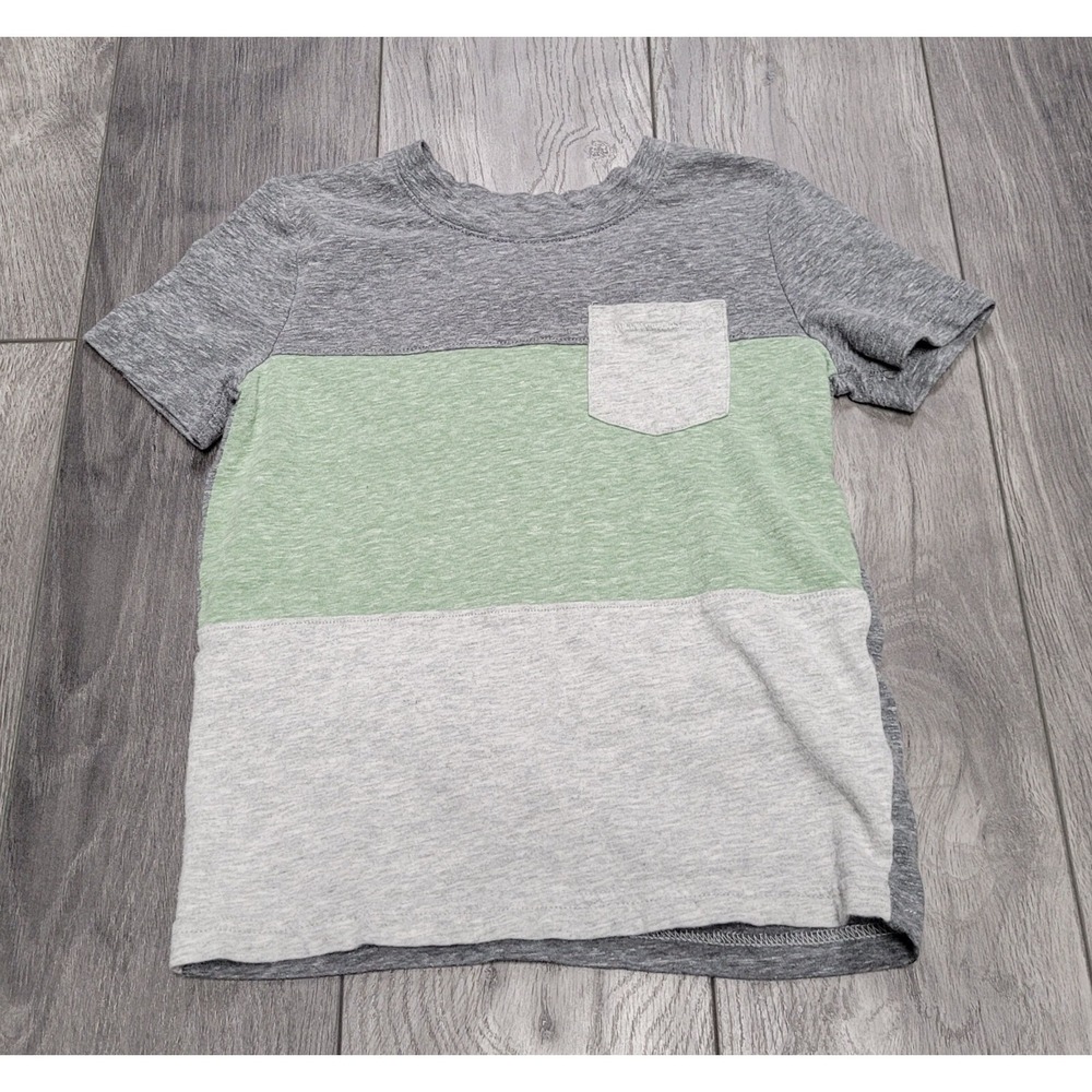 Boys Jumping Beans Pocket T-shirt Light/Dark Gray/Green Size 5
